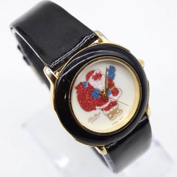 Vintage La Rue Christmas Watch Black Tone Stainless Steel Exclusive Collection - Picture 4 of 8